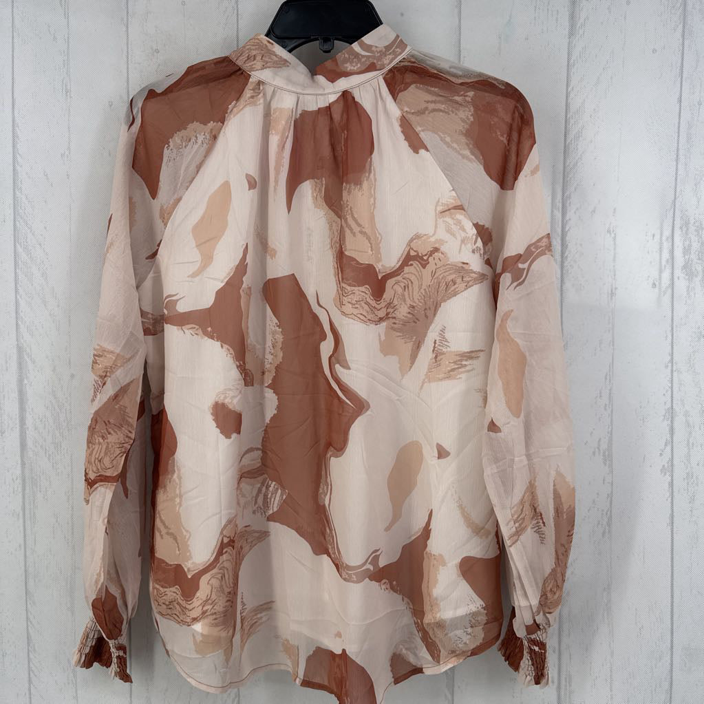 S swirl print button down l/s top