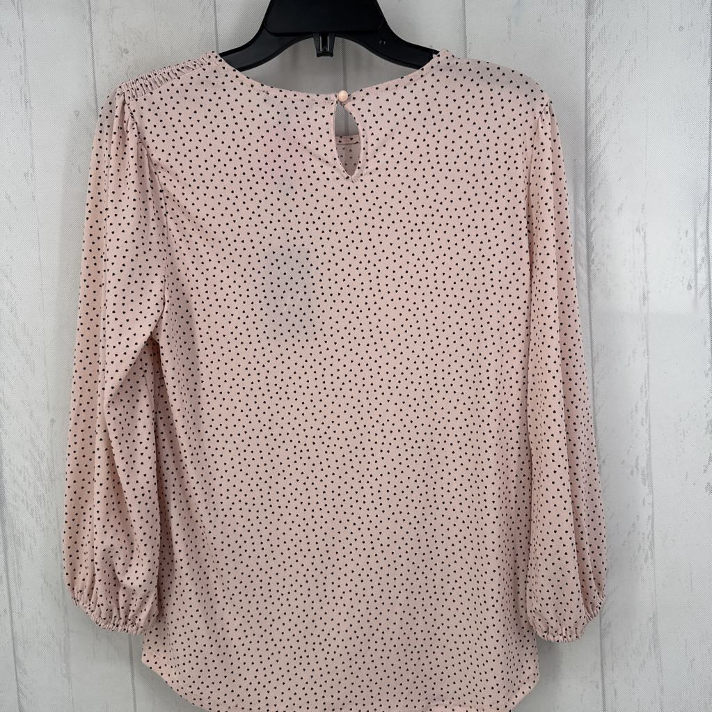 S printed smocked detail 3/4 slv top