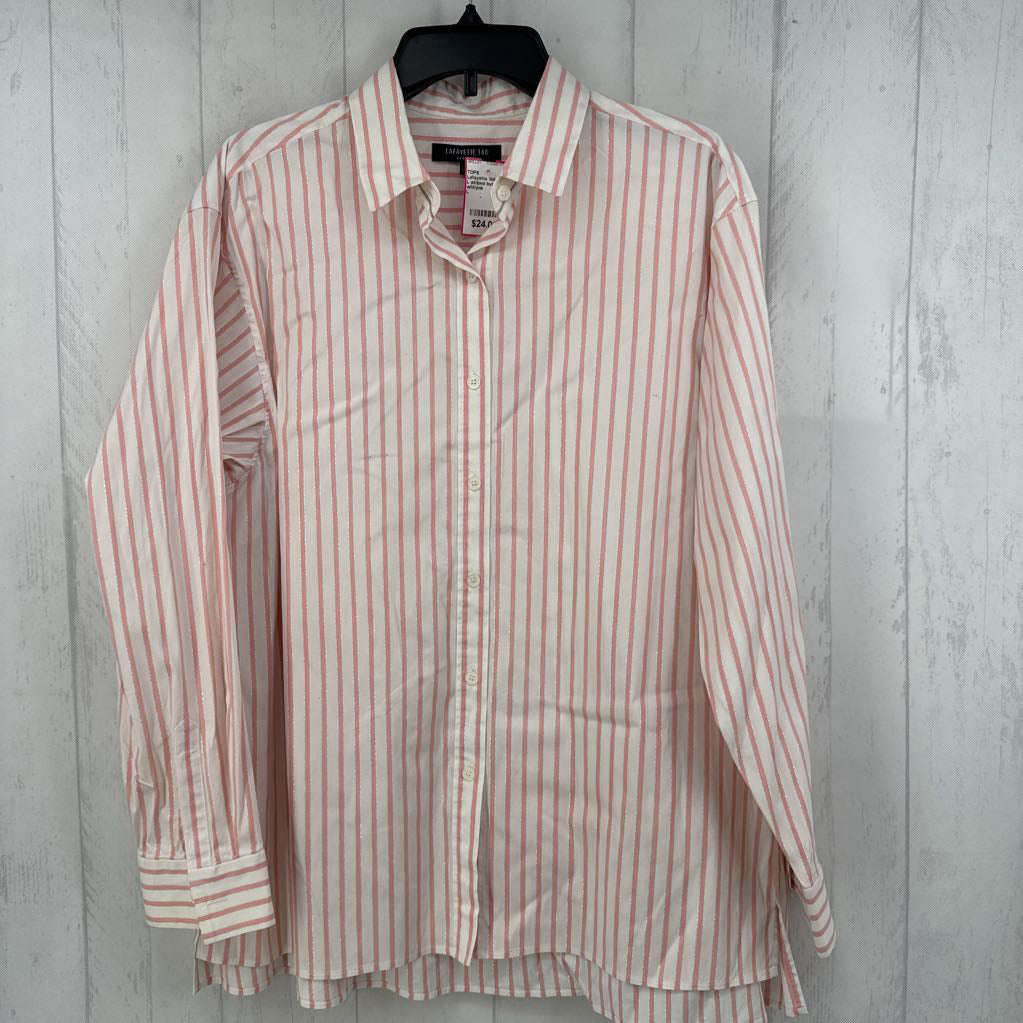L striped button down l/s top