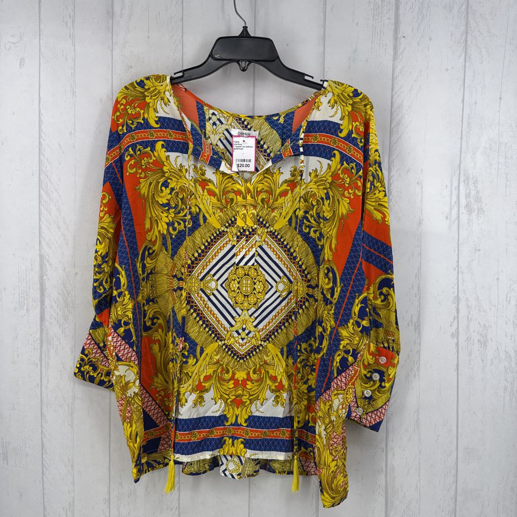 L tassel tie dolman slv top