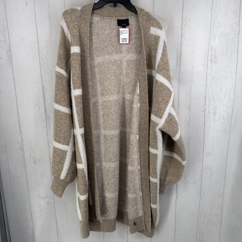 M checkered open front cardi