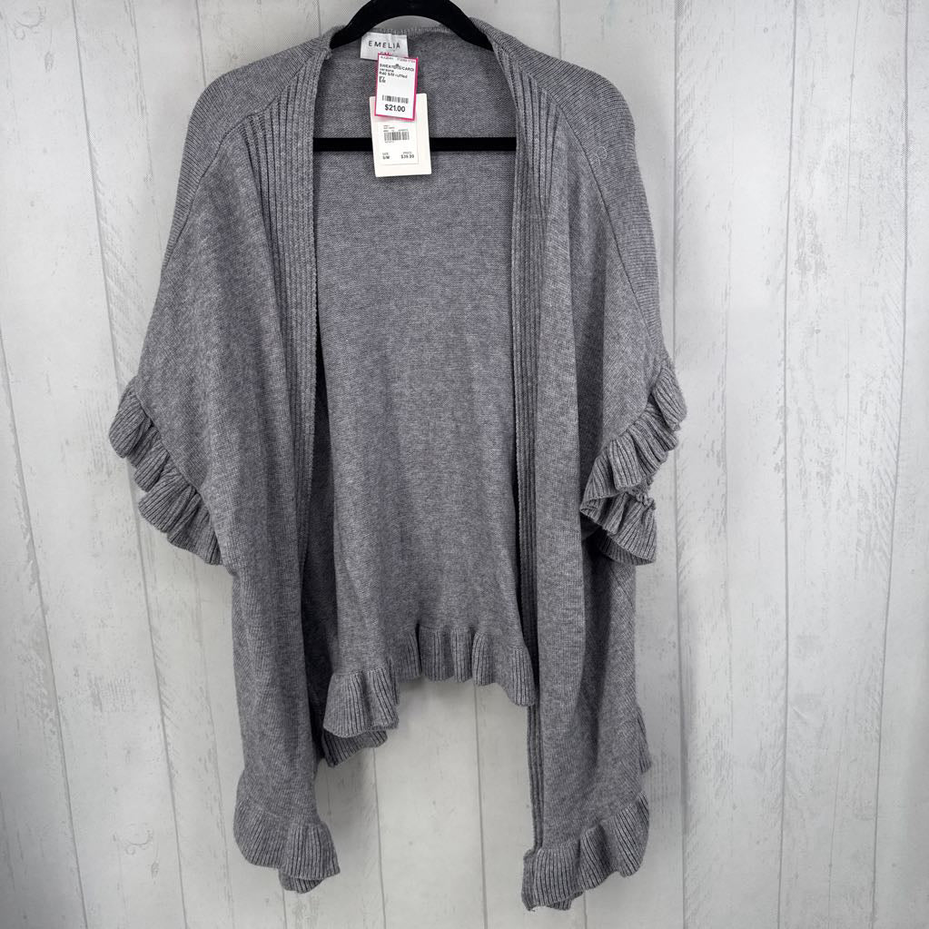 R40 S/M ruffled trim open front cardi
