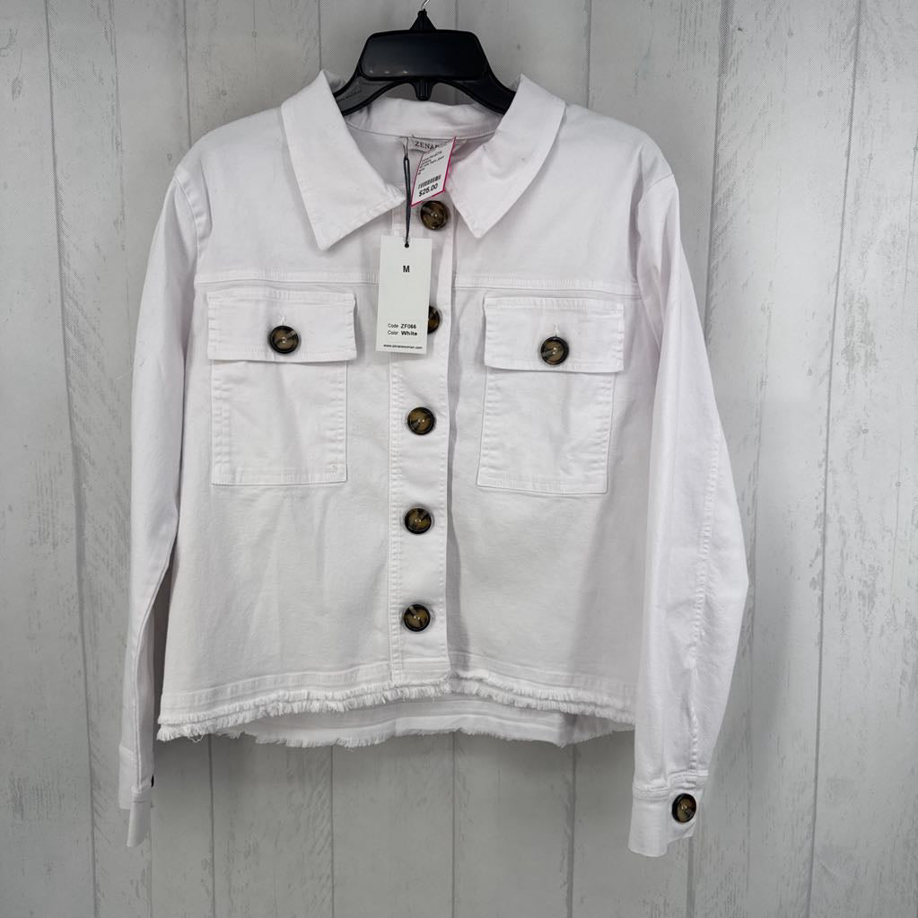 M raw hem jean jacket
