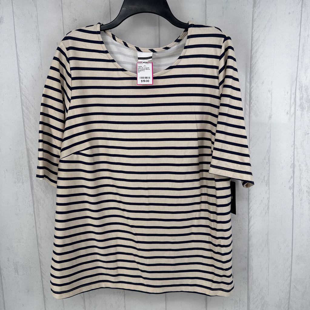 2X striped elbow slv top