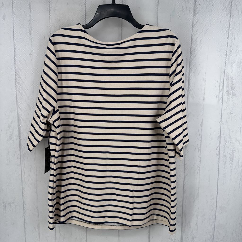 2X striped elbow slv top