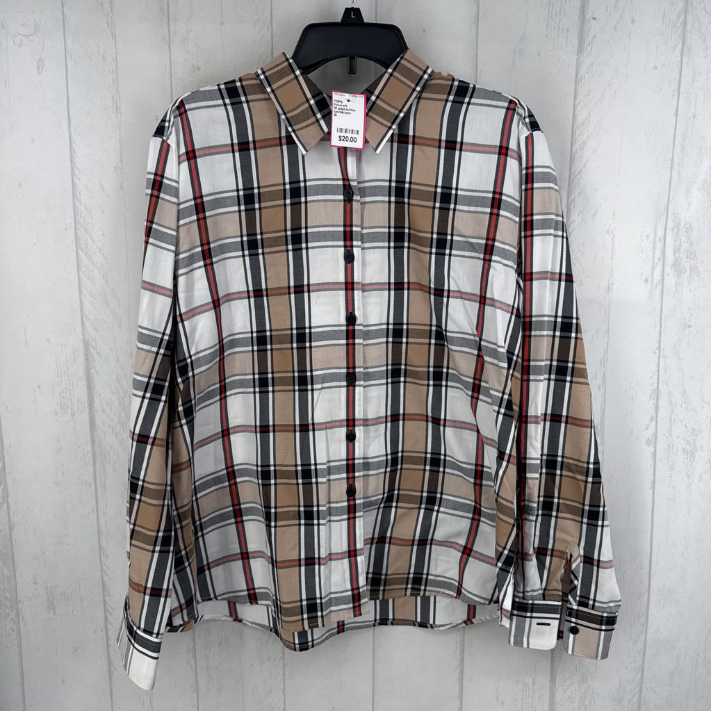 18 plaid button down l/s top