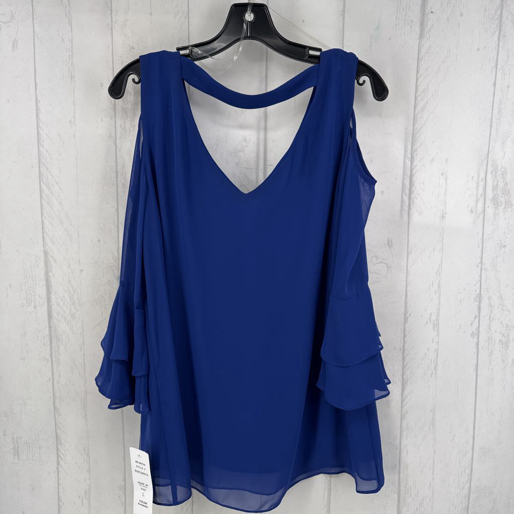 L v-neck ruffled slv top