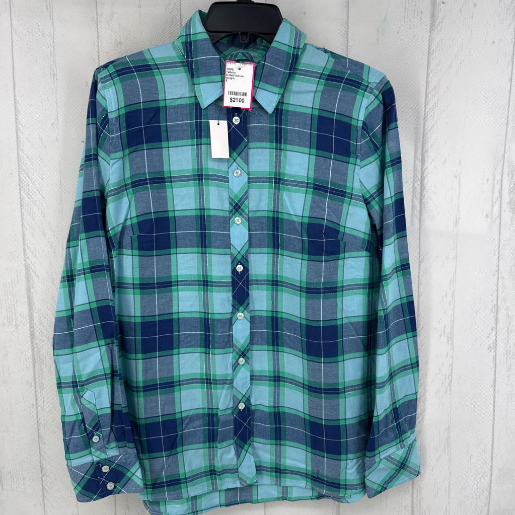 S plaid button down l/s top