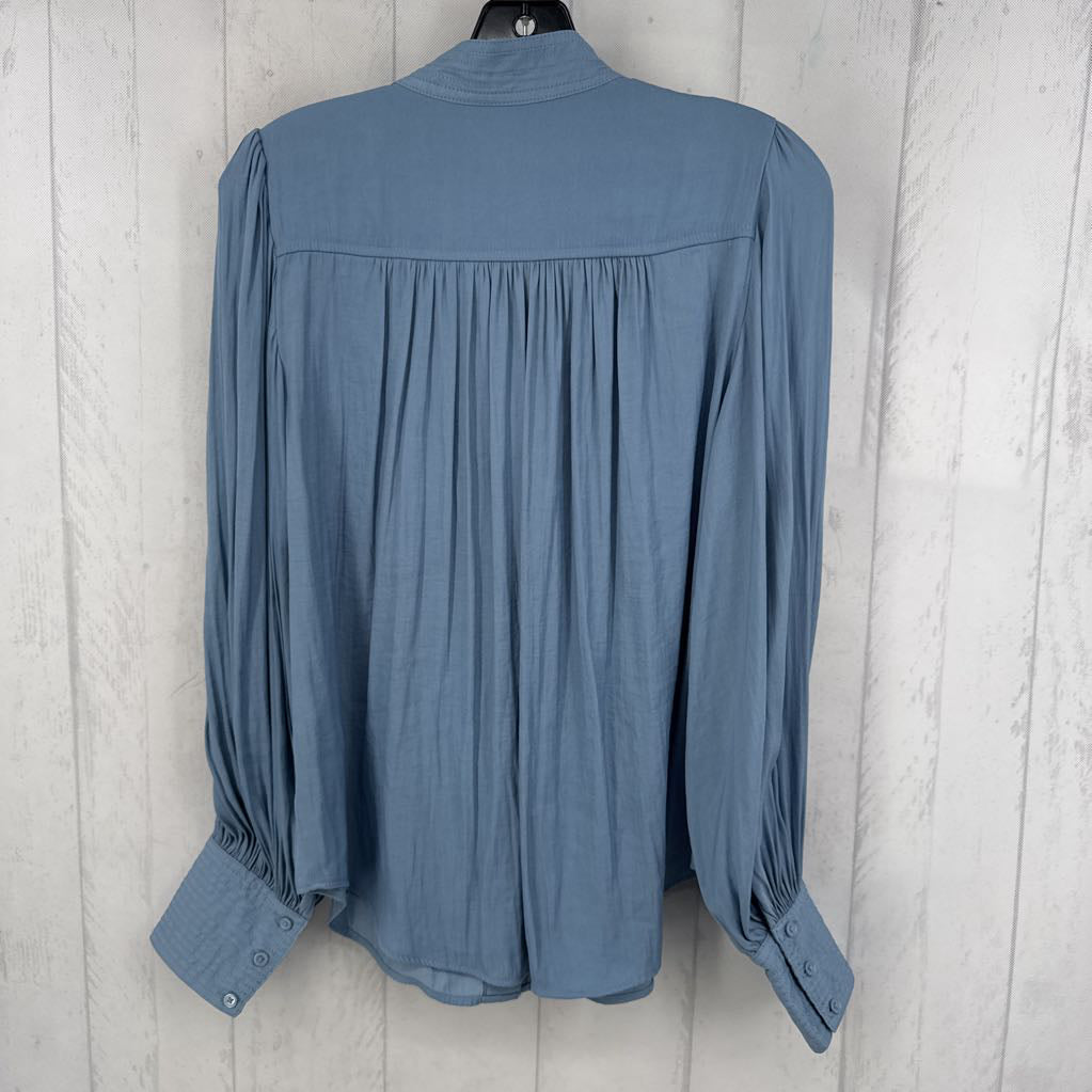 S split neck button down l/s top