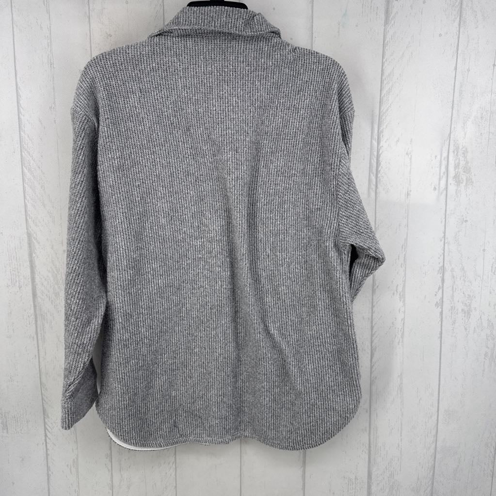 S waffle knit button down l/s top