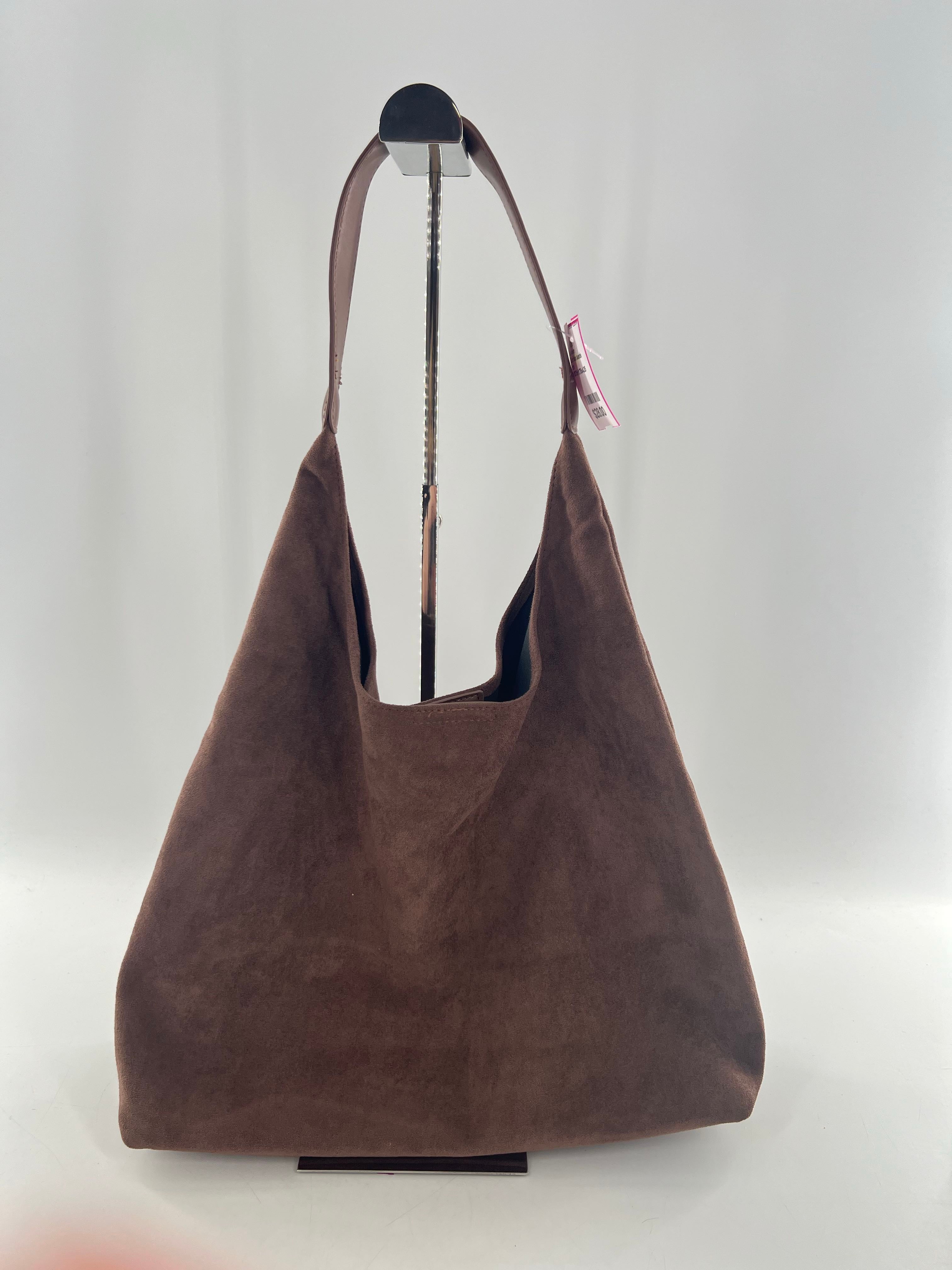 2pc faux suede hobo shoulder bag w/ pouch