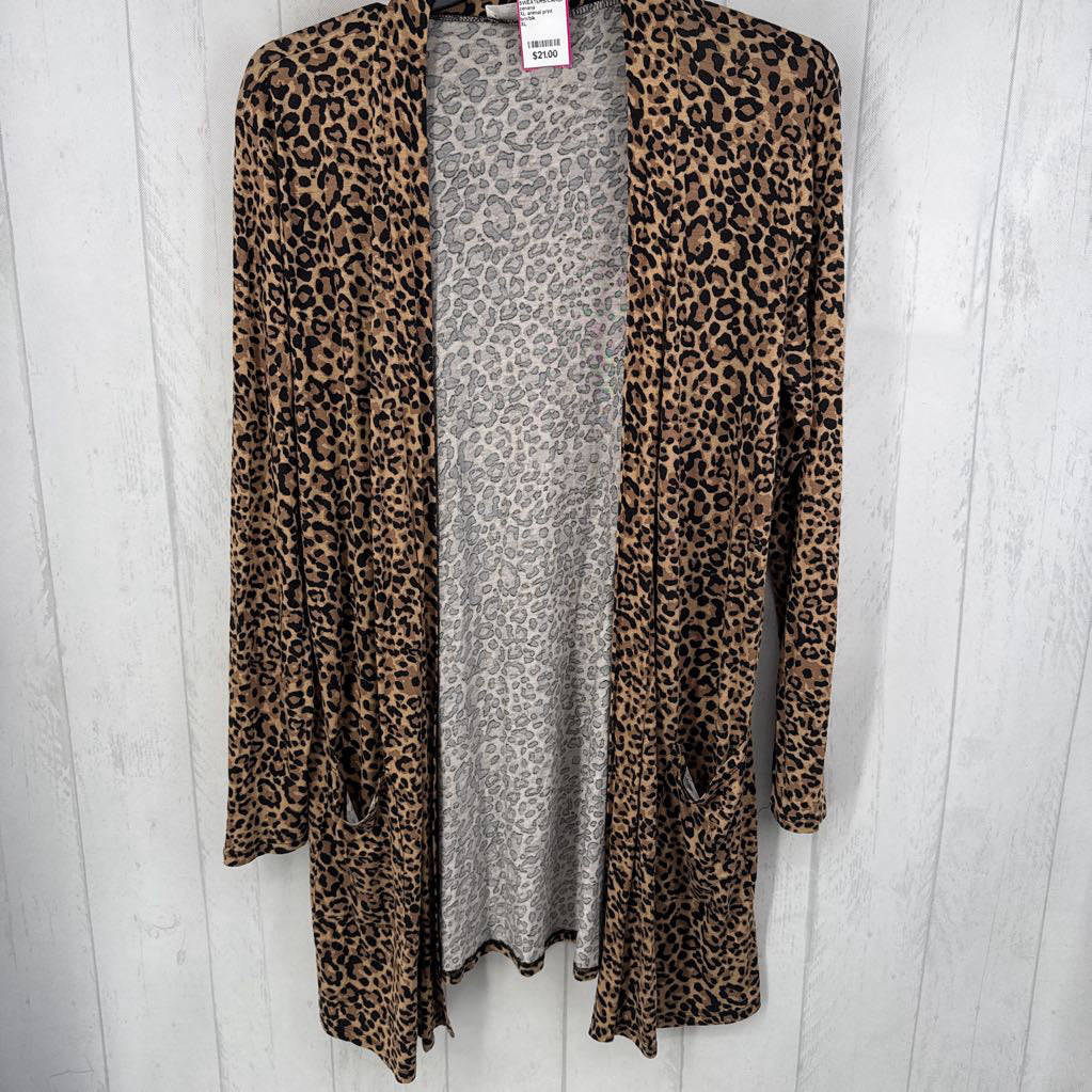 XL animal print open front cardi