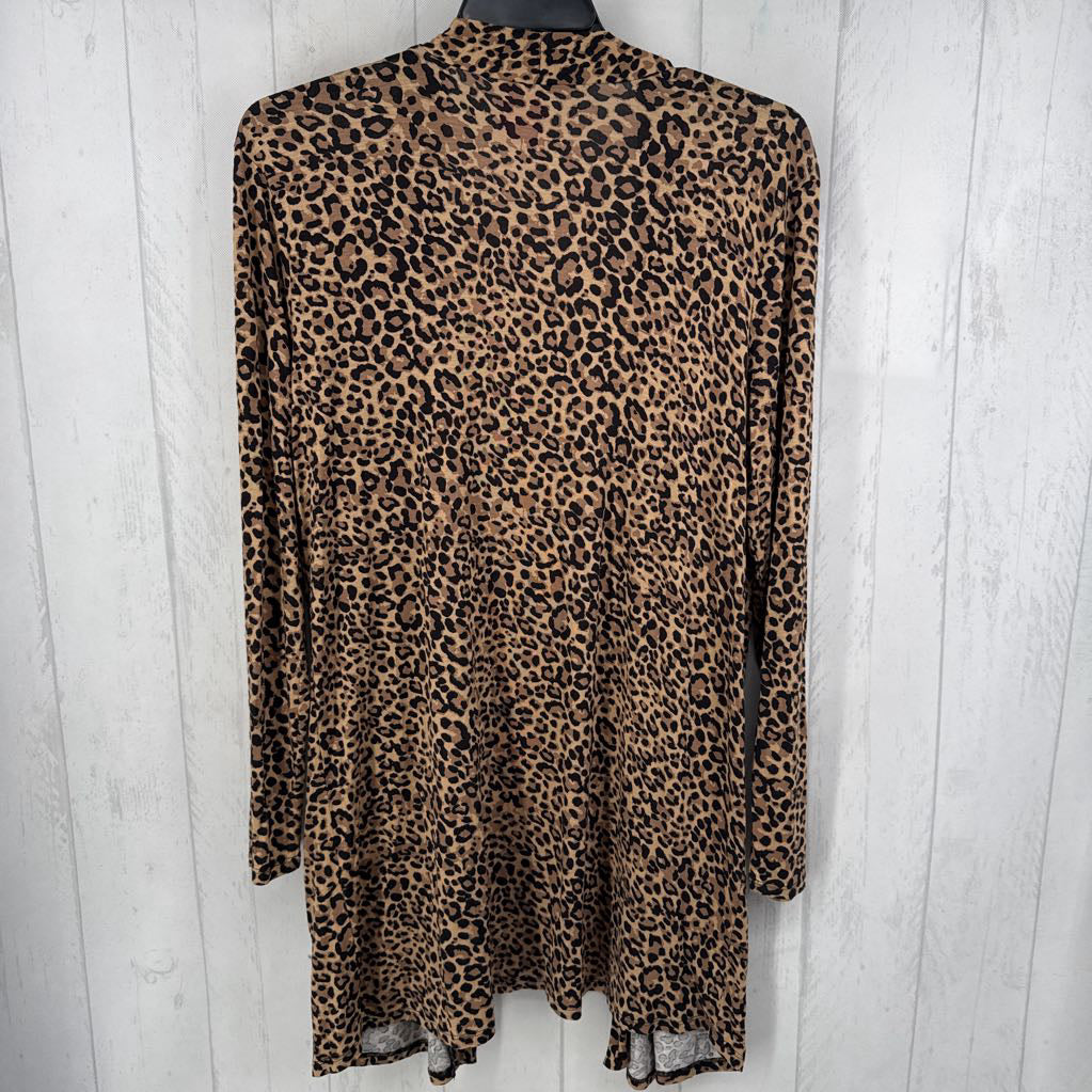 XL animal print open front cardi