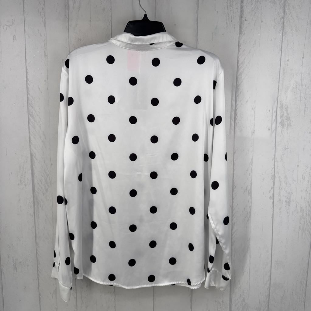 XL polka dot button down l/s top