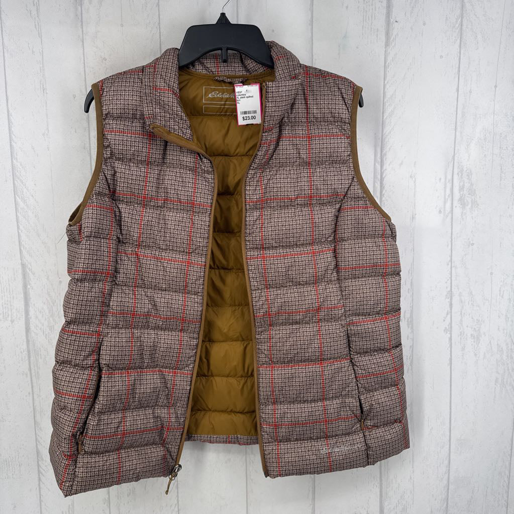 XL plaid quilted puffer vest
