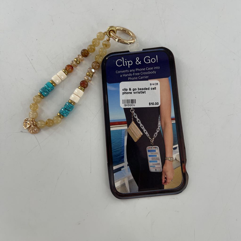 clip & go beaded cell phone wristlet