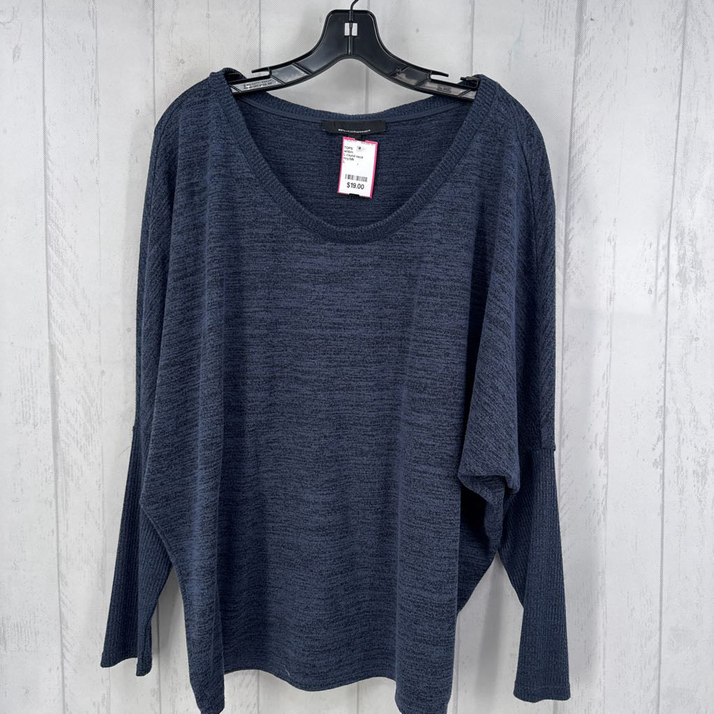 L round neck marled dolman slv top