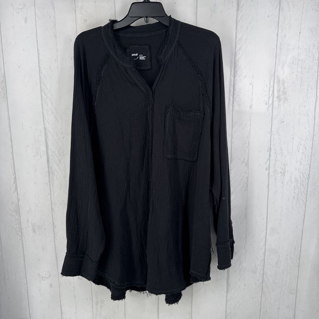 XL gauze button down l/s top