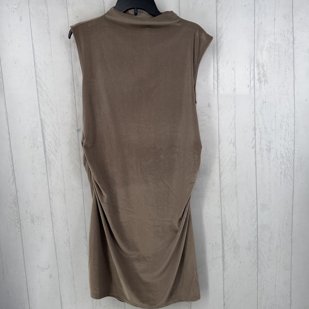 XL velour ruched sides slvls dress