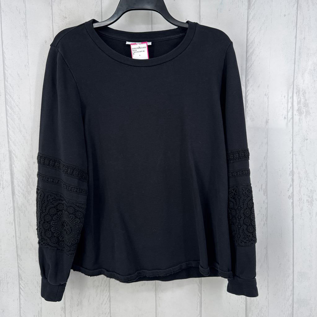 L lace accent slv crewneck sweatshirt
