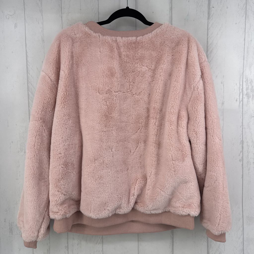 1X faux fur crewneck sweatshirt