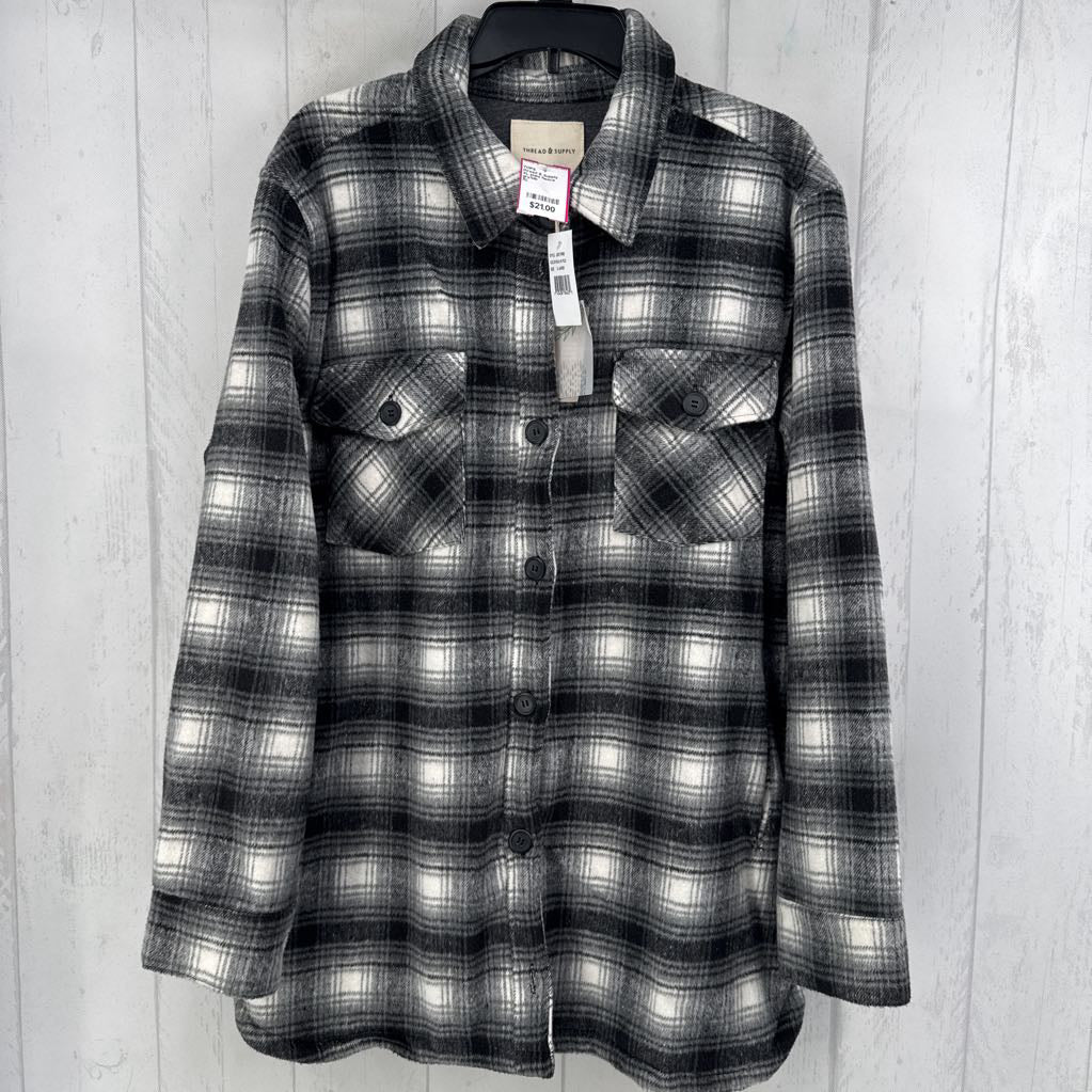 XL plaid fleece shacket