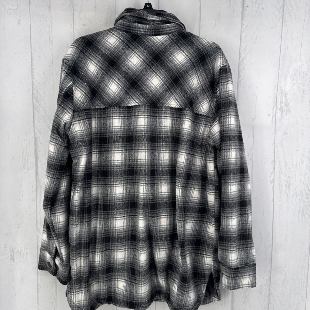 XL plaid fleece shacket