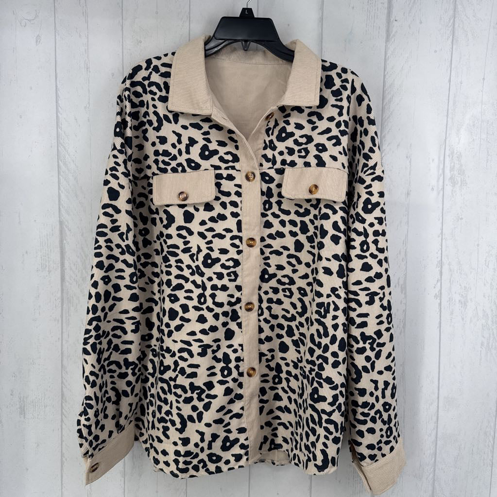 XXL corduroy animal print shacket