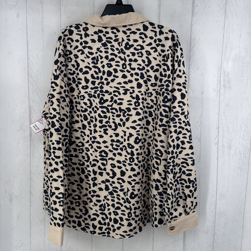 XXL corduroy animal print shacket
