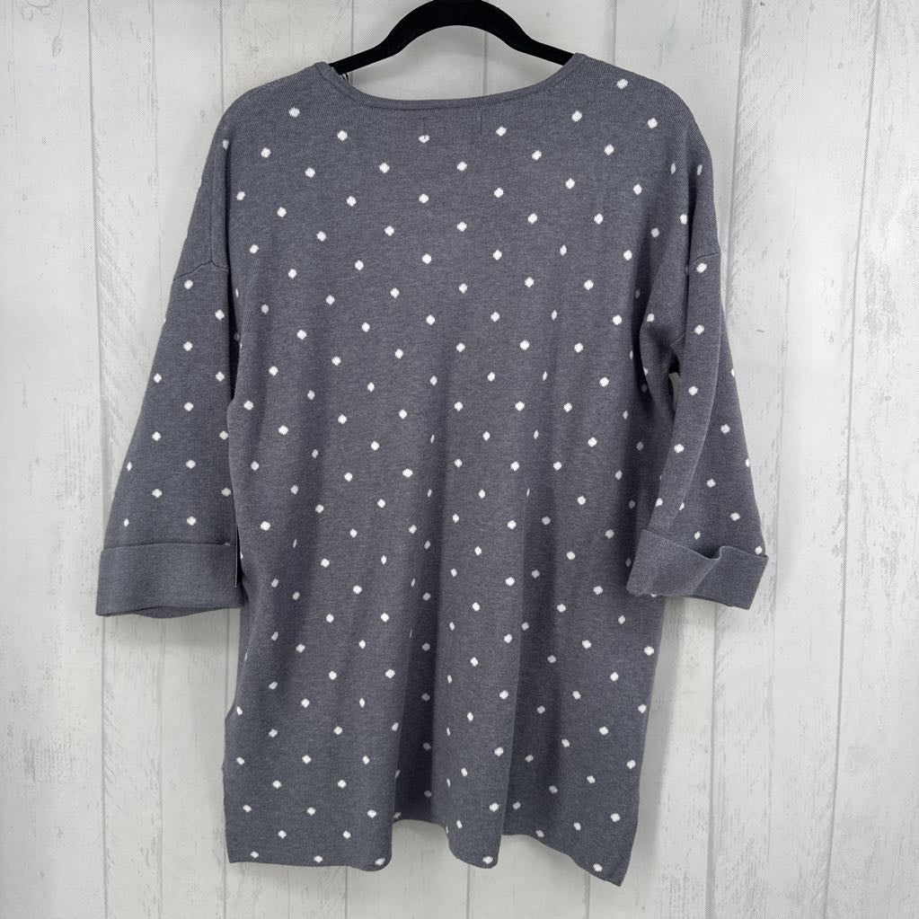 1X polka dot 3/4 slv sweater