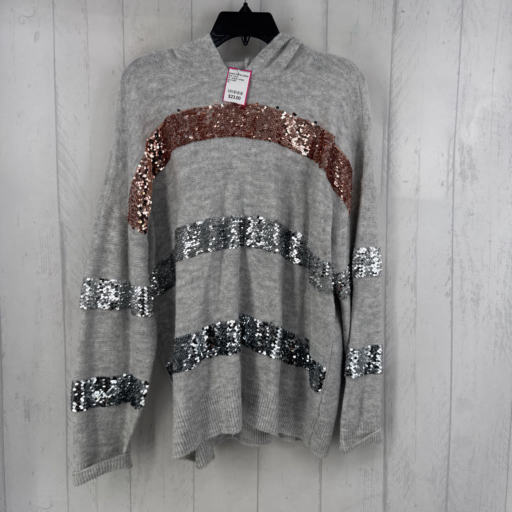 XL sequin stripe hooded sweater
