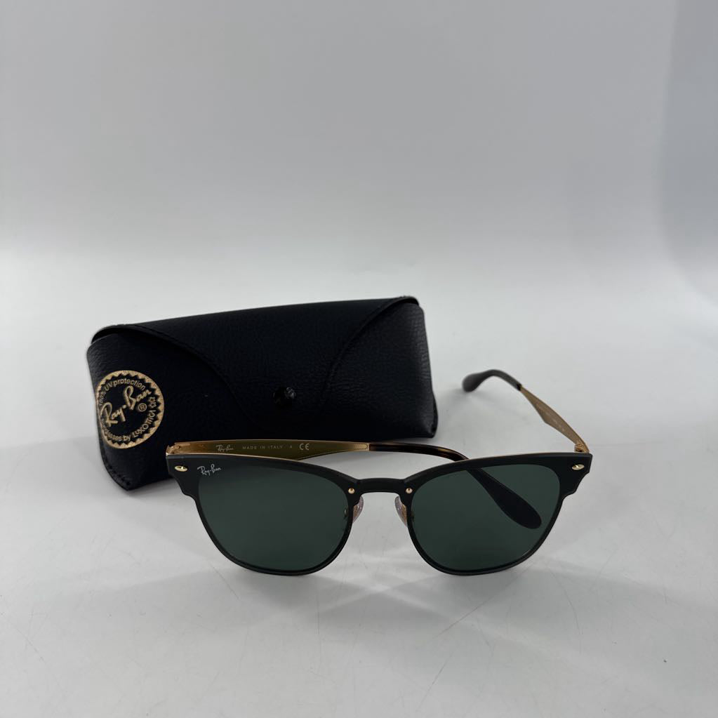 Ray-ban clubmaster blk/gld sunglasses w/ case
