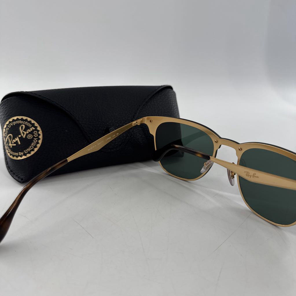 Ray-ban clubmaster blk/gld sunglasses w/ case