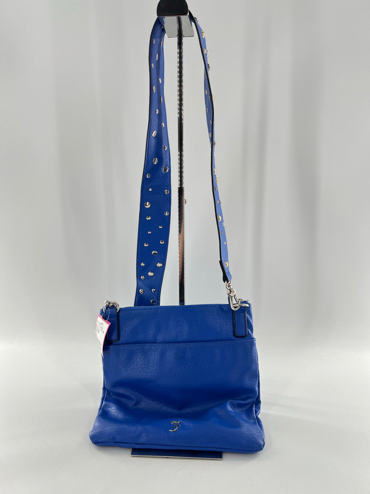 studded strap top zip crossbody