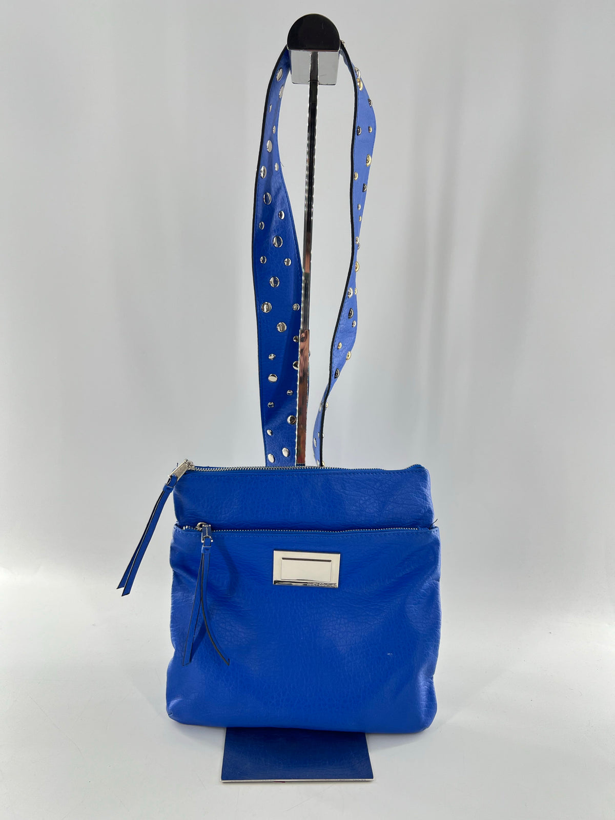 studded strap top zip crossbody