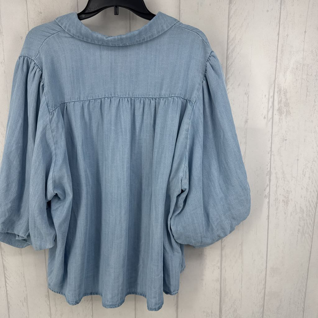 L button collared neckline voluminous slv top