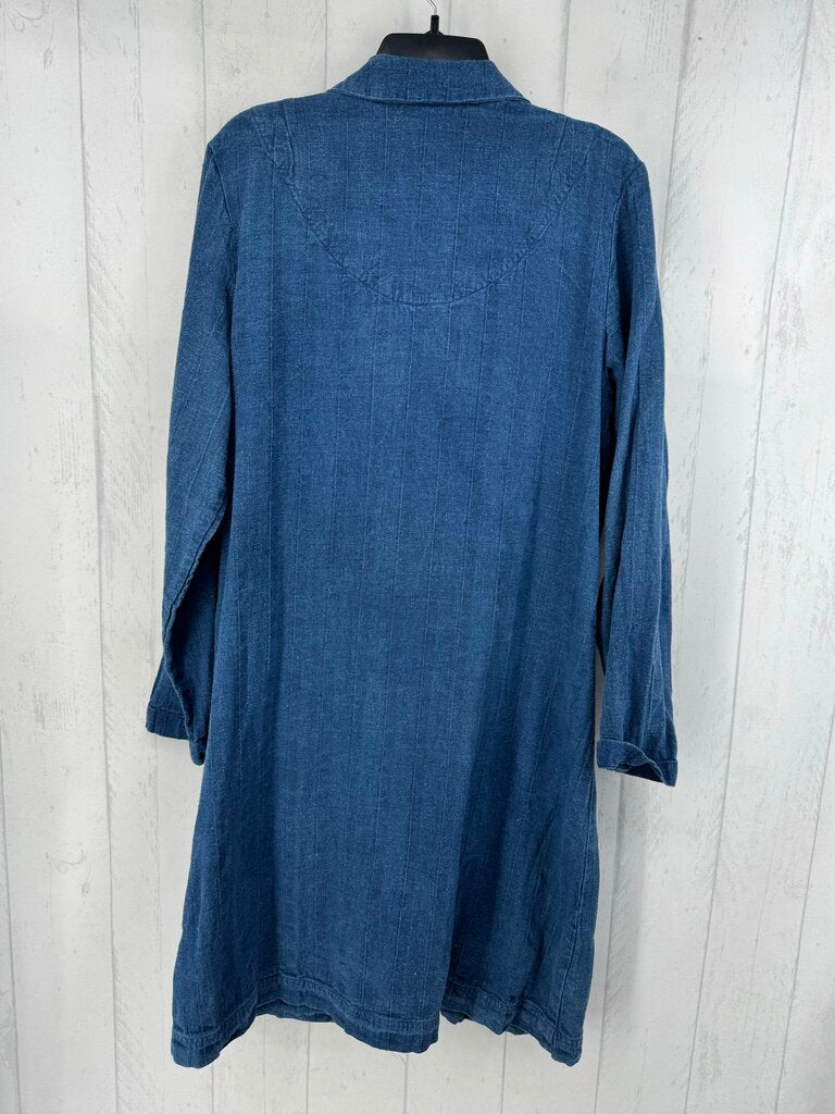 L l/s duster jacket w/ front buttons & patch pockets