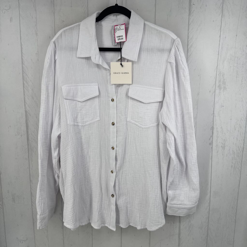 3x l/s gauze button down shirt