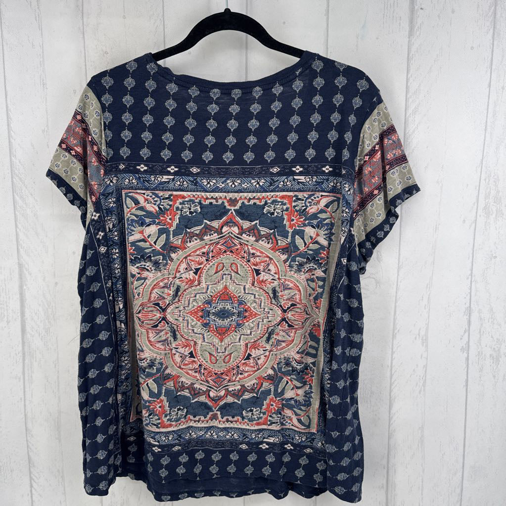 2x s/s persian carpet style graphic print top