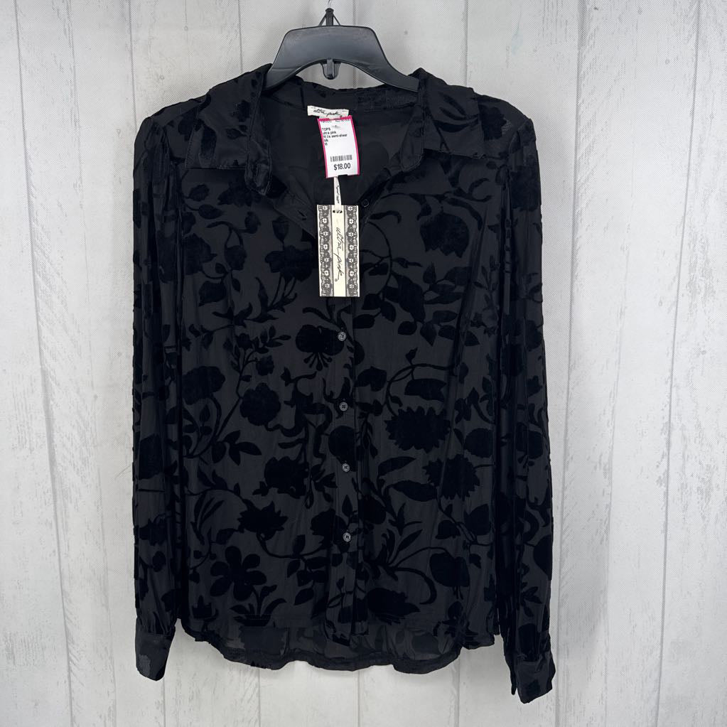 M l/s semi-sheer button shirt
