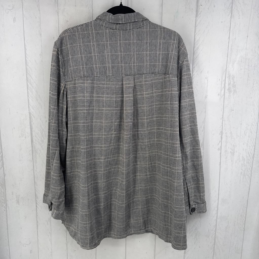 R138 3x l/s houndstooth button shacket