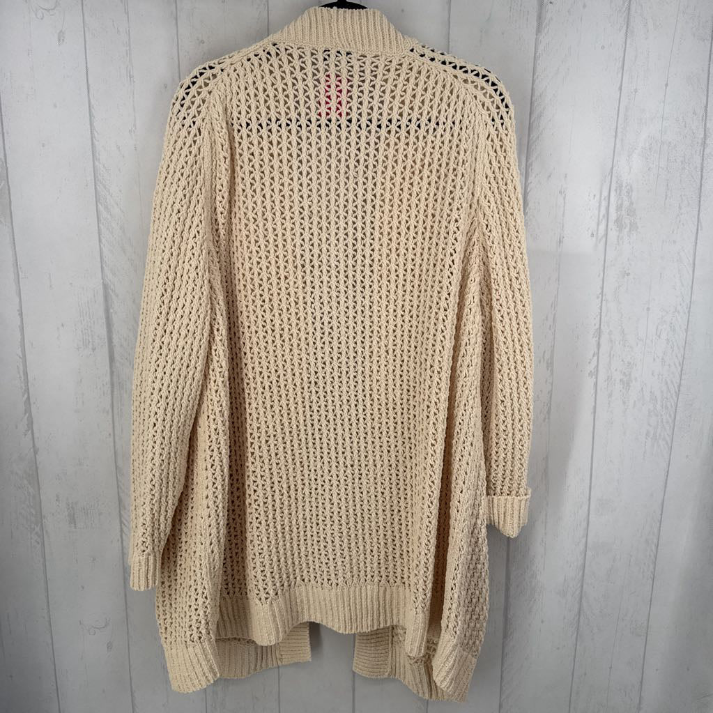 2x open stitch cardigan w/ ribbed shawl collar