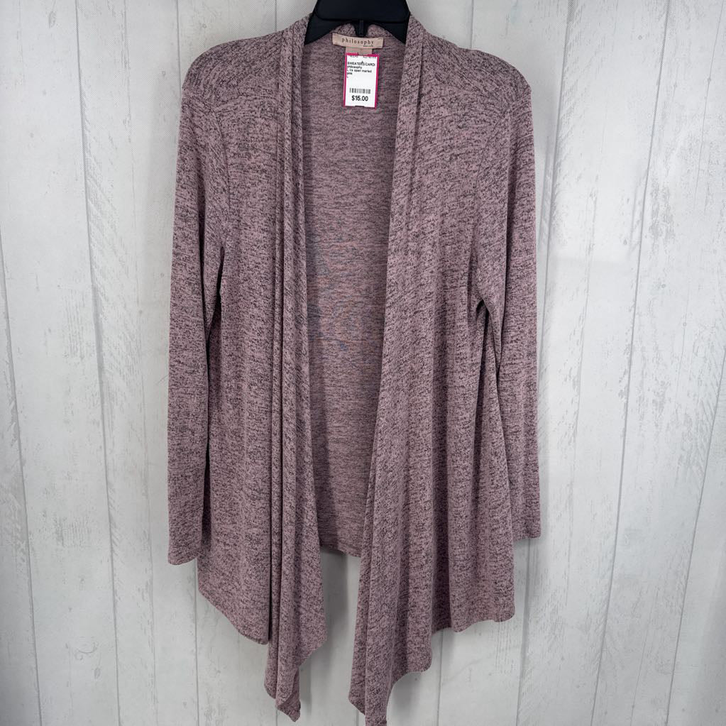 L l/s open marled cardigan
