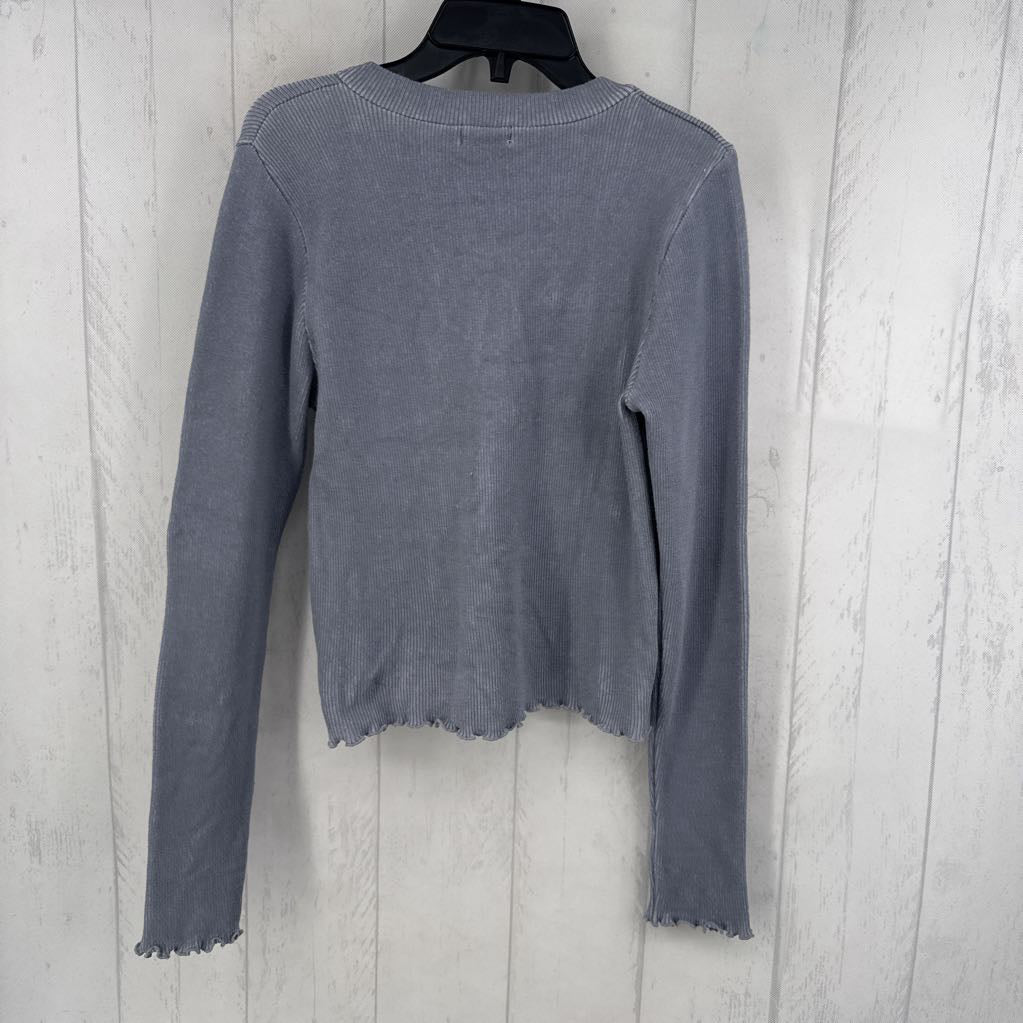 M l/s ribbed v-neck top