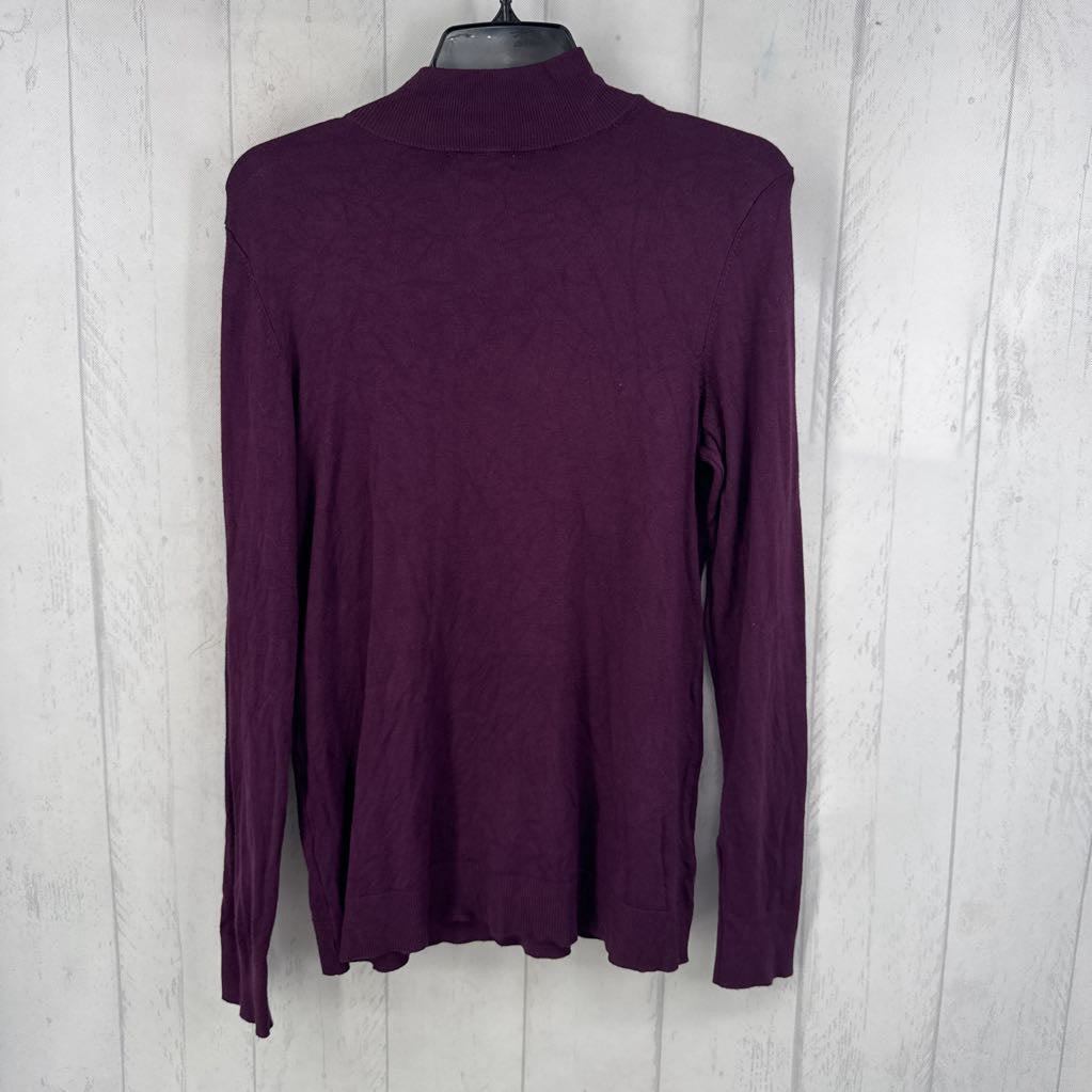 M button detail mock neck sweater