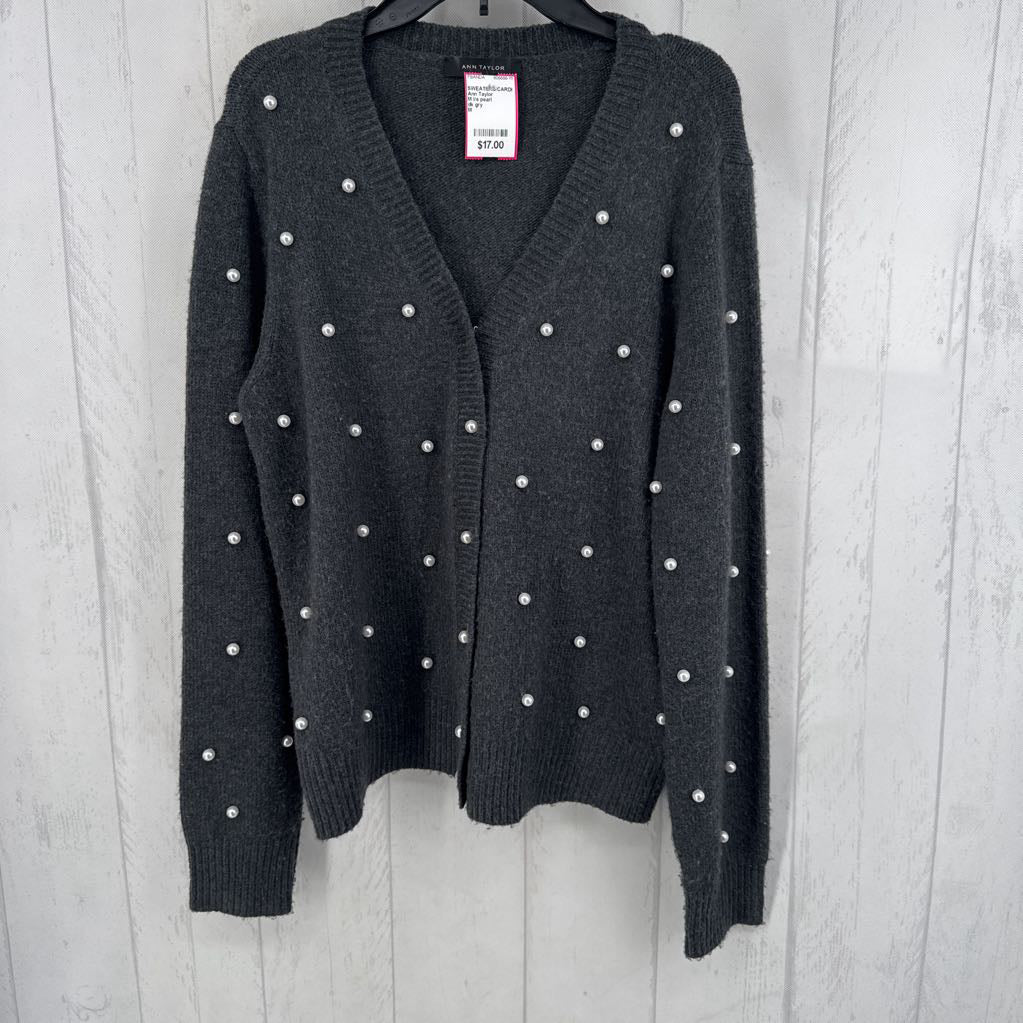 M l/s pearl embellished button cardigan