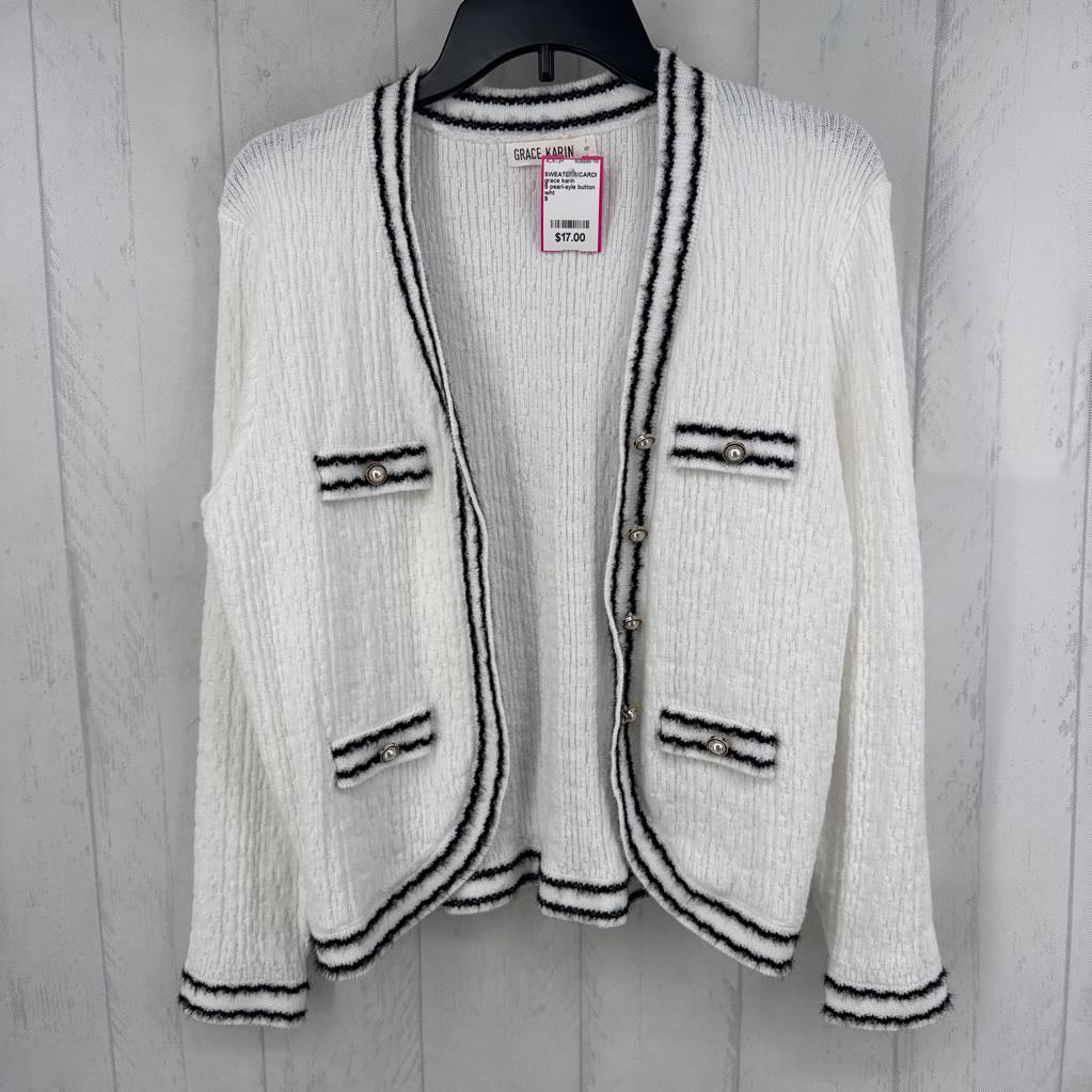 S pearl-syle button cardigan