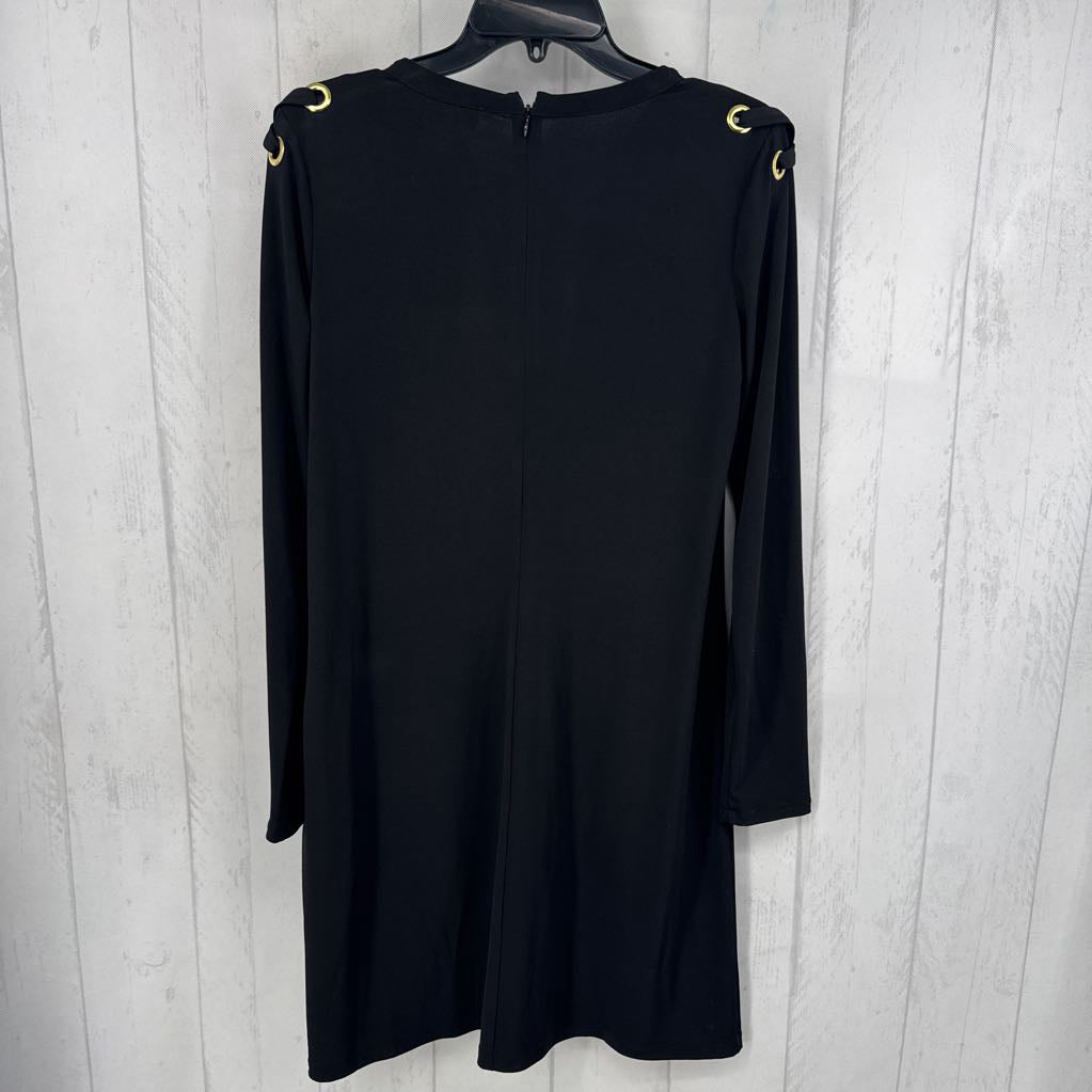 M l/s scoop neck lace-up grommet detailing dress