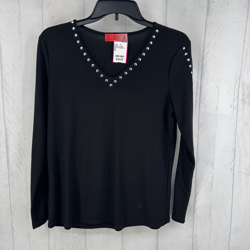 S/P l/s studded v-neck top