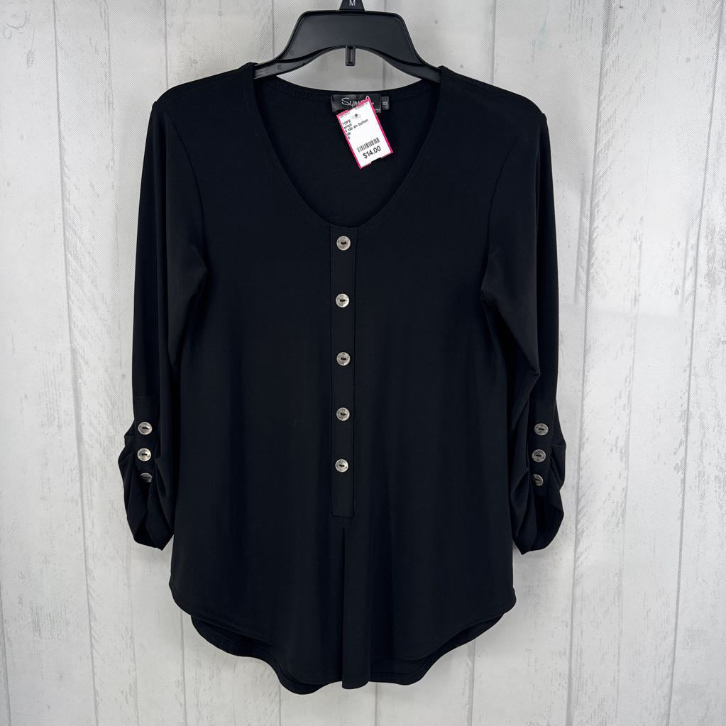 8 tab slv button detail scoop neck top